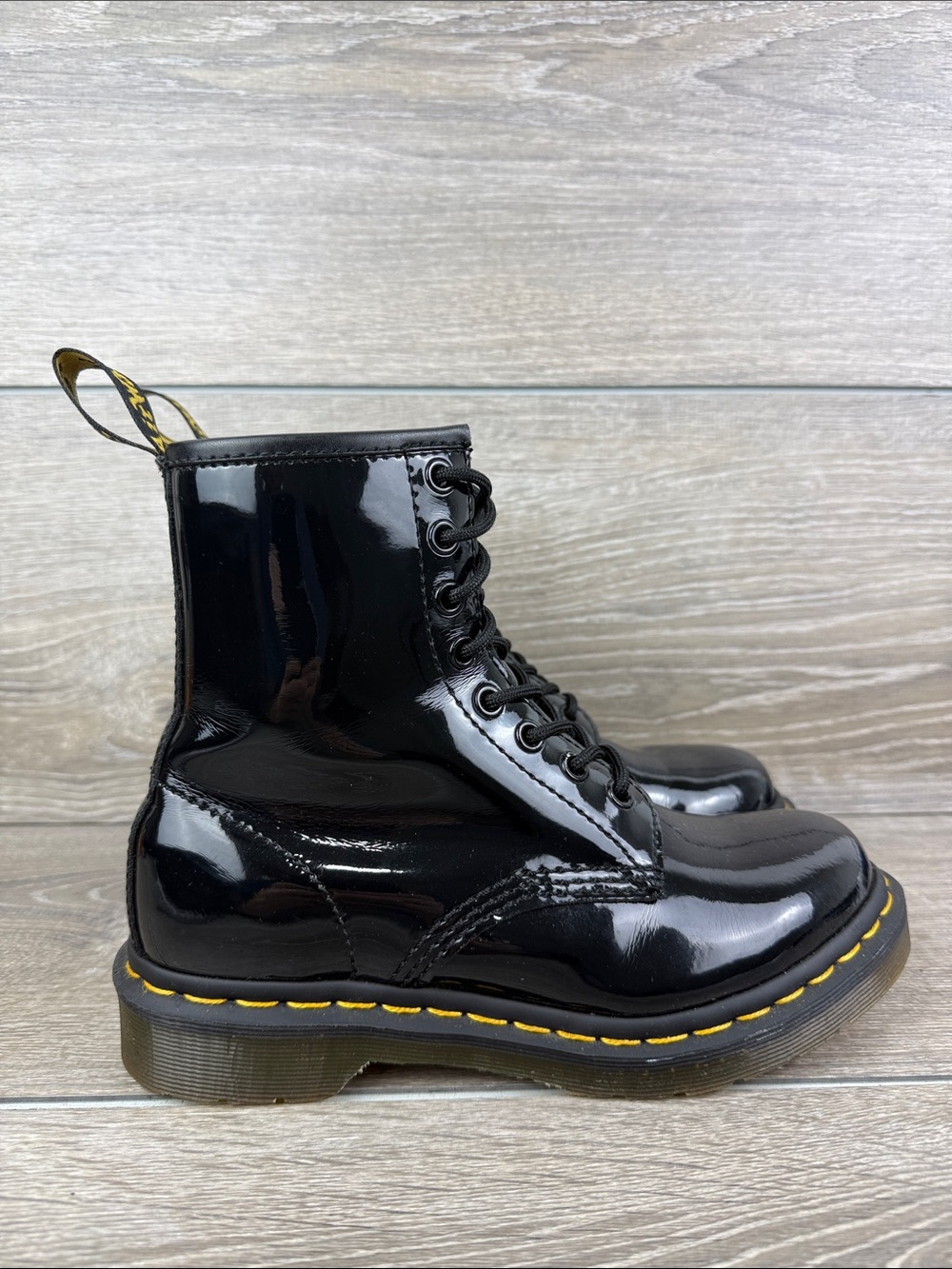 Dr Martens 1460W Black Patent Leather 8-Eye Lace Up Women’s Sz 6 Combat Boots